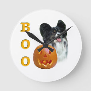 Papillon Halloween BOO Runde Wanduhr