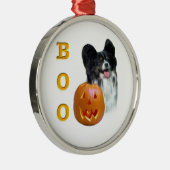 Papillon Halloween BOO Silbernes Ornament (Rechts)