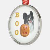 Papillon Halloween BOO Silbernes Ornament (Links)