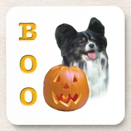 Papillon Halloween BOO Untersetzer (Vorderseite)