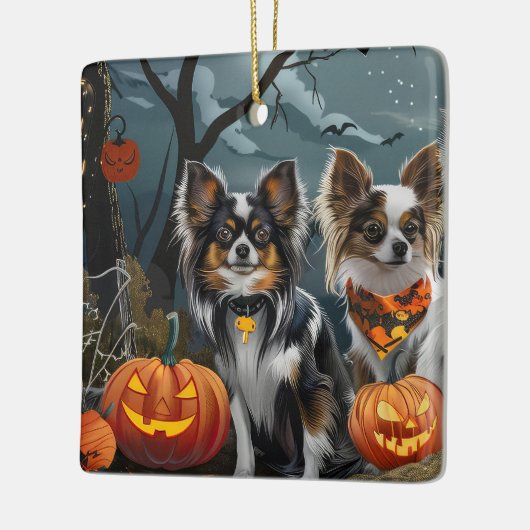 Papillon Halloween Spooky Keramikornament (Links)