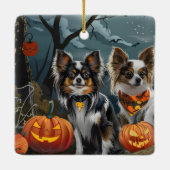 Papillon Halloween Spooky Keramikornament (Rückseite)