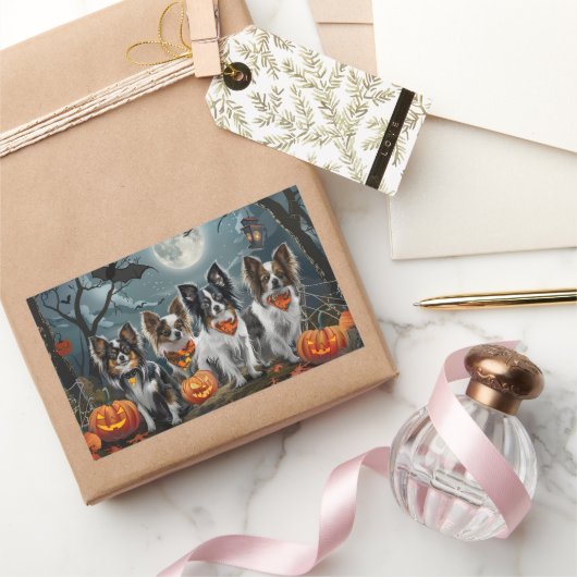 Papillon Halloween Spooky Rechteckiger Aufkleber (Schenken)