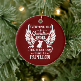 Papillon-Haustier-Schutzengel Keramik Ornament
