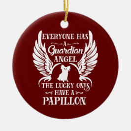 Papillon-Haustier-Schutzengel Keramik Ornament