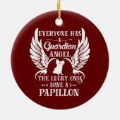 Papillon-Haustier-Schutzengel Keramik Ornament (Hinten)