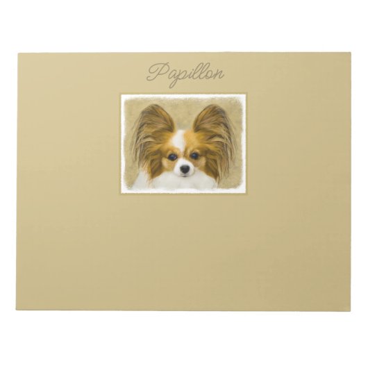 Papillon (Hound Tri) Malerei - Original Hunde Art  Notizblock (Vorderseite)