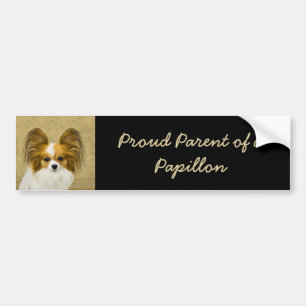 Papillon (Hound Tri) Malerei - Original Hundekunst Autoaufkleber