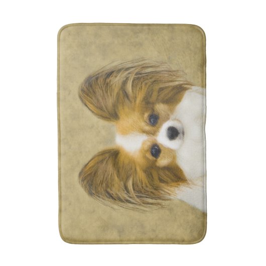Papillon (Hound Tri) Malerei - Original Hundekunst Badematte (Vorderseite Vertikal)