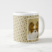 Papillon (Hound Tri) Malerei - Original Hundekunst Jumbo-Tasse (Vorderseite Rechts)