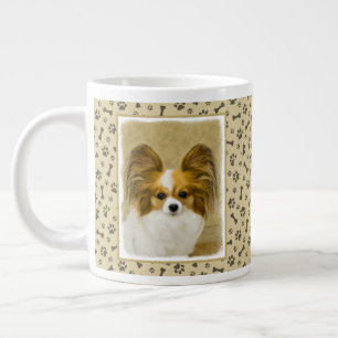 Papillon (Hound Tri) Malerei - Original Hundekunst Jumbo-Tasse