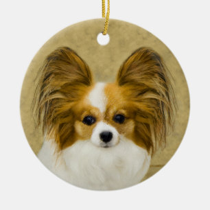 Papillon (Hound Tri) Malerei - Original Hundekunst Keramikornament
