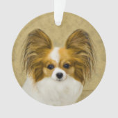 Papillon (Hound Tri) Malerei - Original Hundekunst Ornament (Vorderseite)