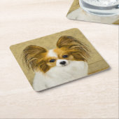 Papillon (Hound Tri) Malerei - Original Hundekunst Rechteckiger Pappuntersetzer (angewinkelt)