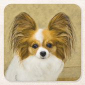 Papillon (Hound Tri) Malerei - Original Hundekunst Rechteckiger Pappuntersetzer (Vorderseite)