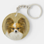 Papillon (Hound Tri) Malerei - Original Hundekunst Schlüsselanhänger (Rückseite)