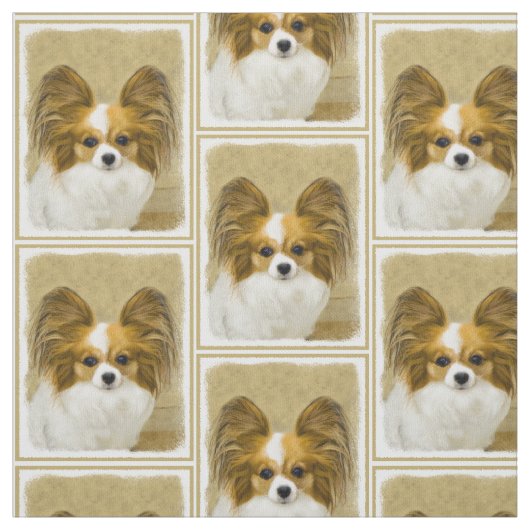 Papillon (Hound Tri) Malerei - Original Hundekunst Stoff (Muster)