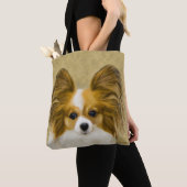 Papillon (Hound Tri) Malerei - Original Hundekunst Tasche (Von Nahem)