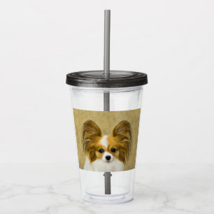 Papillon (Hound Tri) Malerei - Original Hundeschul Acryltrinkbecher