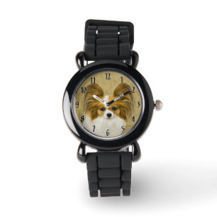 Papillon (Hound Tri) Malerei - Original Hundeschul Armbanduhr
