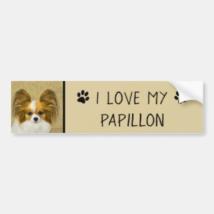 Papillon (Hound Tri) Malerei - Original Hundeschul Autoaufkleber
