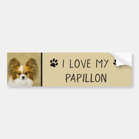 Papillon (Hound Tri) Malerei - Original Hundeschul Autoaufkleber (Vorne)
