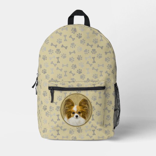Papillon (Hound Tri) Malerei - Original Hundeschul Bedruckter Rucksack (Vorderseite)