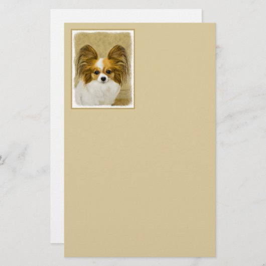 Papillon (Hound Tri) Malerei - Original Hundeschul Briefpapier (Vorne/Hinten)