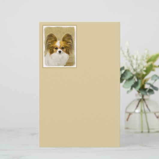 Papillon (Hound Tri) Malerei - Original Hundeschul Briefpapier (Stehend Vorderseite)