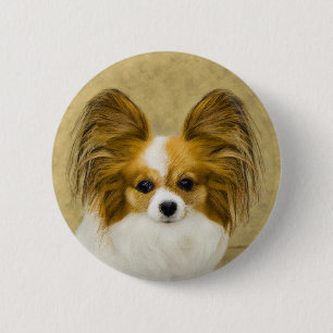 Papillon (Hound Tri) Malerei - Original Hundeschul Button