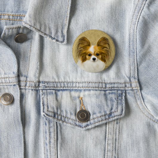 Papillon (Hound Tri) Malerei - Original Hundeschul Button (Beispiel)