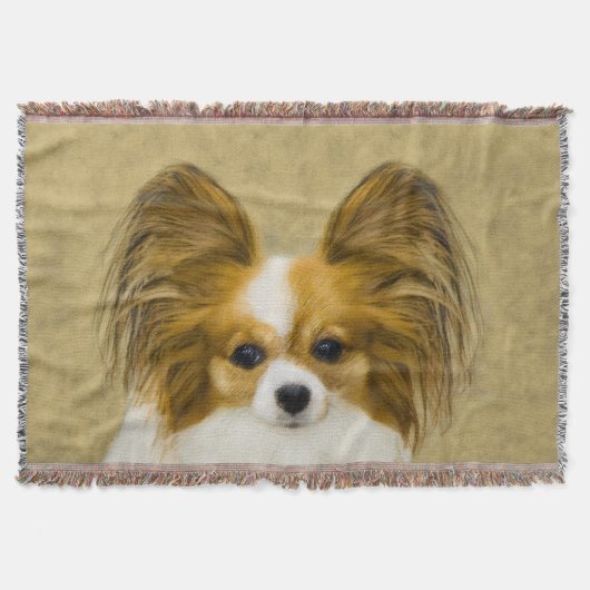 Papillon (Hound Tri) Malerei - Original Hundeschul Decke (Vorderseite)