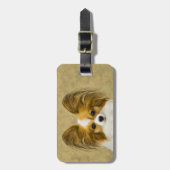 Papillon (Hound Tri) Malerei - Original Hundeschul Gepäckanhänger (Vorderseite vertikal)