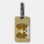 Papillon (Hound Tri) Malerei - Original Hundeschul Gepäckanhänger (Rückseite vertikal)