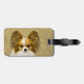 Papillon (Hound Tri) Malerei - Original Hundeschul Gepäckanhänger (Rückseite horizontal)