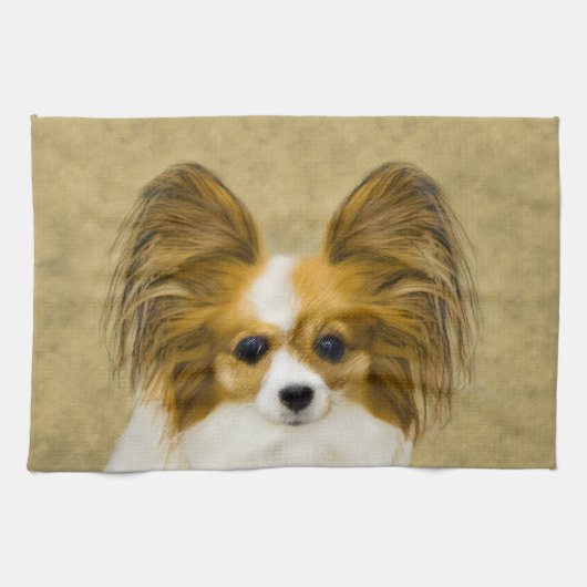 Papillon (Hound Tri) Malerei - Original Hundeschul Handtuch (Horizontal)