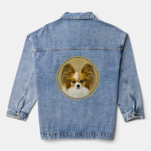 Papillon (Hound Tri) Malerei - Original Hundeschul Jeansjacke