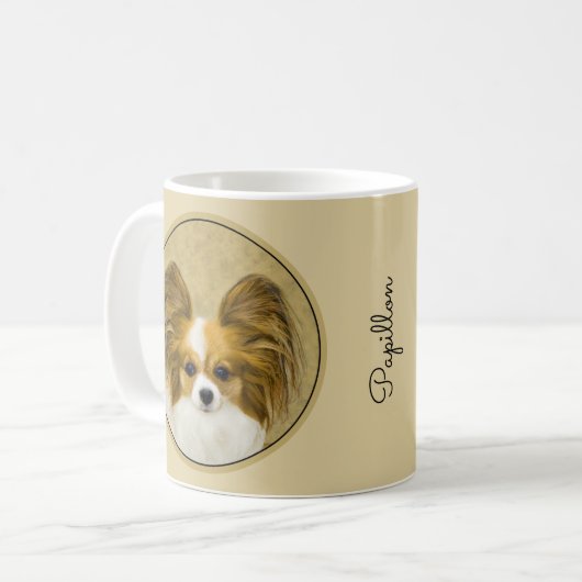Papillon (Hound Tri) Malerei - Original Hundeschul Kaffeetasse (Vorderseite Links)