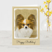 Papillon (Hound Tri) Malerei - Original Hundeschul Karte (Gelbe Blume)