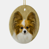 Papillon (Hound Tri) Malerei - Original Hundeschul Keramikornament (Rechts)