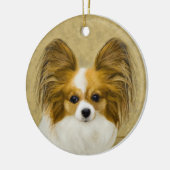 Papillon (Hound Tri) Malerei - Original Hundeschul Keramikornament (Links)