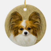 Papillon (Hound Tri) Malerei - Original Hundeschul Keramikornament (Hinten)