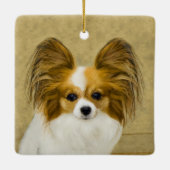 Papillon (Hound Tri) Malerei - Original Hundeschul Keramikornament (Rückseite)