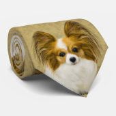 Papillon (Hound Tri) Malerei - Original Hundeschul Krawatte (Gerollt)