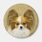 Papillon (Hound Tri) Malerei - Original Hundeschul Magnet (Vorne)