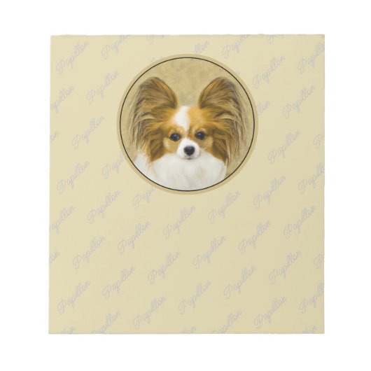 Papillon (Hound Tri) Malerei - Original Hundeschul Notizblock (Vorderseite)