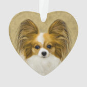 Papillon (Hound Tri) Malerei - Original Hundeschul Ornament (Rückseite)