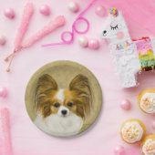 Papillon (Hound Tri) Malerei - Original Hundeschul Pappteller (Party)