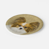 Papillon (Hound Tri) Malerei - Original Hundeschul Pappteller (Schrägansicht)