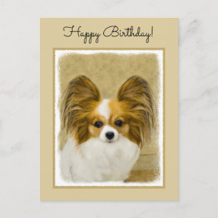 Papillon (Hound Tri) Malerei - Original Hundeschul Postkarte